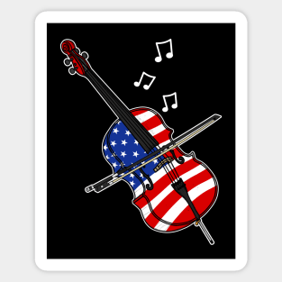 4th July Cello Cellist American Flag Sticker